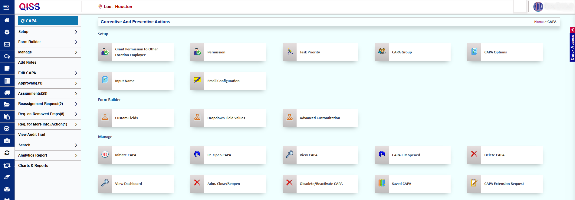 QISS QMS CAPA module